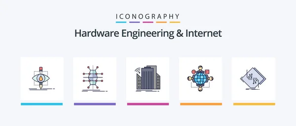 Hardware Engineering Internet Line Filled Icon Pack Including Health Clinical — Stockvektor