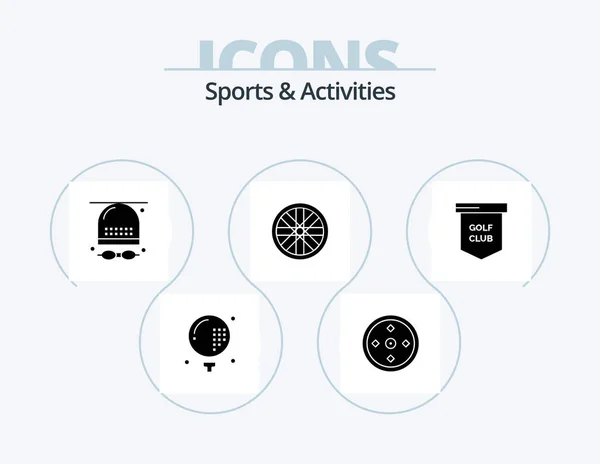 Sports Activities Glyph Icon Pack Icon Design Golf Wheel Target — Archivo Imágenes Vectoriales