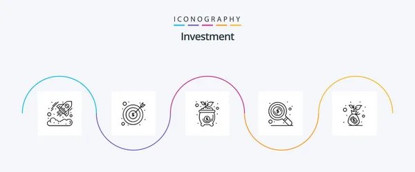 Investment Line Icon Pack Including Growth Search Money Money Money — Vettoriale Stock