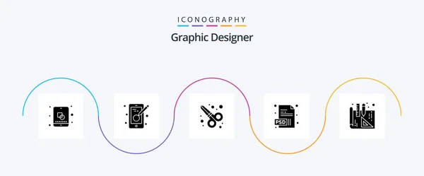 Graphic Designer Glyph Icon Pack Including Interior Design Graphic Design — Vetor de Stock