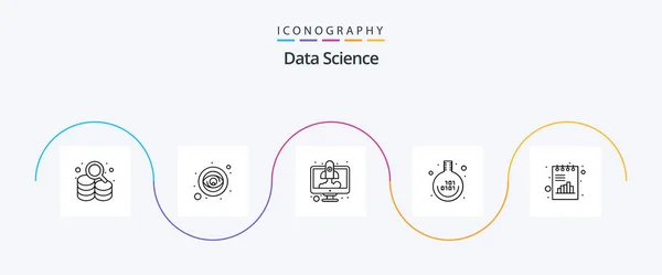 Data Science Line Icon Pack Including Book Lab Computer Experiment — Stockový vektor