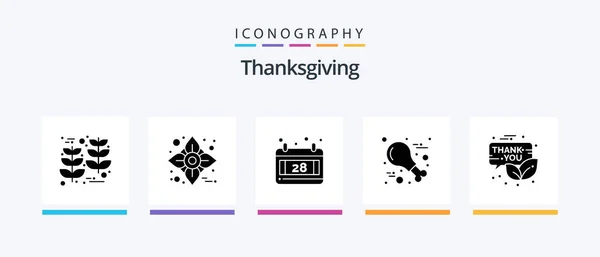 Thanksgiving Glyph Icon Pack Including Newsletter Email Calendar Turkey Poultry — Stok Vektör