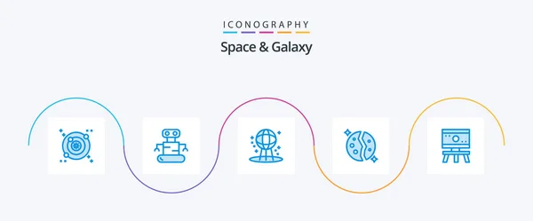 Space Galaxy Blue Icon Pack Including Science Atom Space Space — стоковый вектор