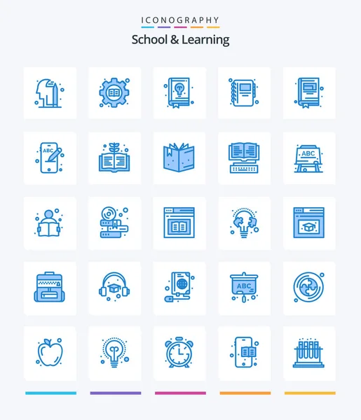 Creative School Learning Blue Icon Pack Book Education Education Mobile —  Vetores de Stock