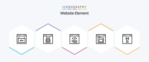 Website Element Line Icon Pack Including File Browser Page Interface — Vettoriale Stock