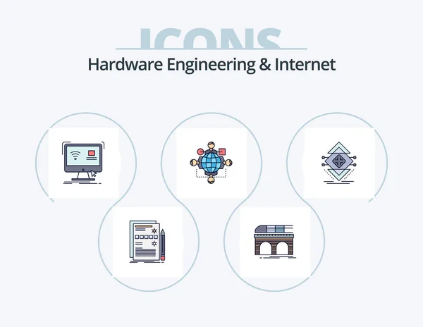 Hardware Engineering Internet Line Filled Icon Pack Icon Design Microchip — Image vectorielle
