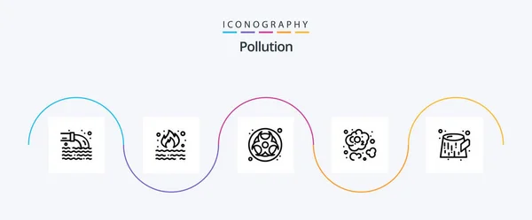 Pollution Line Icon Pack Including Trunk Dioxide Smoke Carbon Dioxide — Wektor stockowy