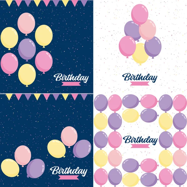 Happy Birthday Playful Cartoon Font Background Presents Party Favors — Stockvector