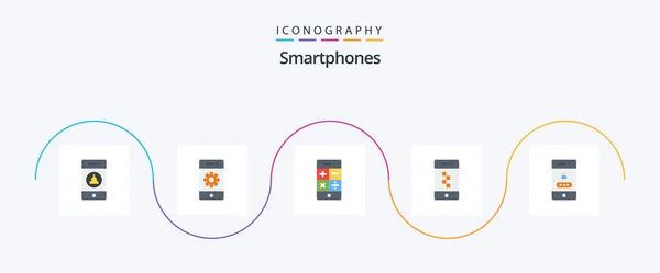 Smartphones Flat Icon Pack Including Access Smartphone Smartphone Communications Technology — Stok Vektör