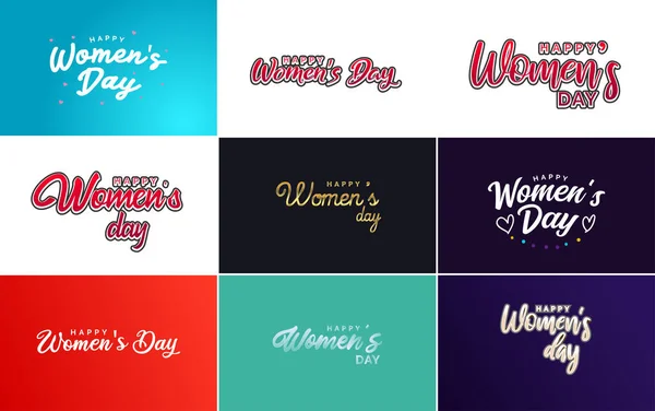 Pink Happy Women Day Typographical Design Elements International Women Day — Vetor de Stock