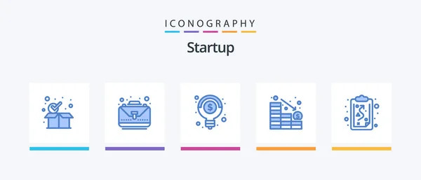 Startup Blue Icon Pack Including Strategy Clipboard Creative Decrease Creative — Stockvector