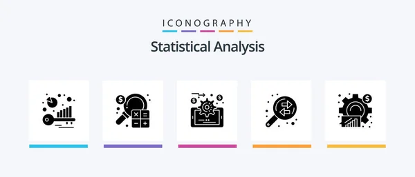 Statistical Analysis Glyph Icon Pack Including Analytics Finance Marketing Exchange — Archivo Imágenes Vectoriales