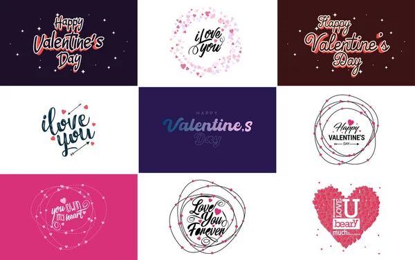 Happy Women Day Lettering Typography Poster Heart International Woman Day — Vettoriale Stock