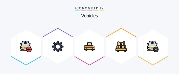 Vehicles Filledline Icon Pack Including Car Transportation Vehicle Maintenance Transport — Image vectorielle
