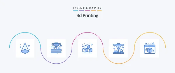 Printing Blue Icon Pack Including Box Laser Sintering Plastic Direct — Image vectorielle