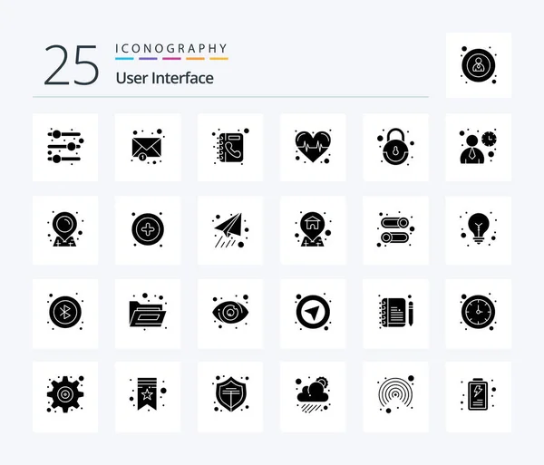 User Interface Solid Glyph Icon Pack Including User Interface Phone – Stock-vektor