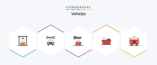 Vehicles Flat Icon Pack Including Police Security Emergency Vehicles — Stockvector