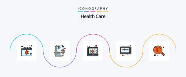 Health Care Line Filled Flat Icon Pack Including Eye Healthcare — ストックベクタ