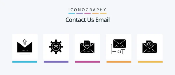 Email Glyph Icon Pack Including Email Email Message Document Letter — Wektor stockowy