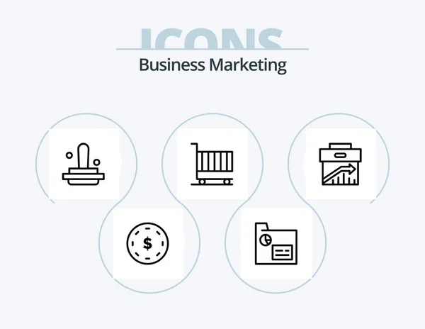 Business Marketing Line Icon Pack Icon Design Economy Business Stamp — Wektor stockowy