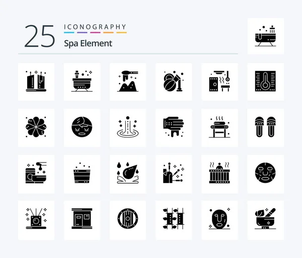 Spa Element Solid Glyph Icon Pack Including Relax Spa Yoga — Stockový vektor