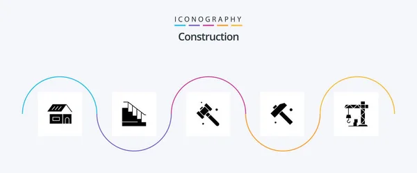 Construction Glyph Icon Pack Including Construction Construction — Wektor stockowy