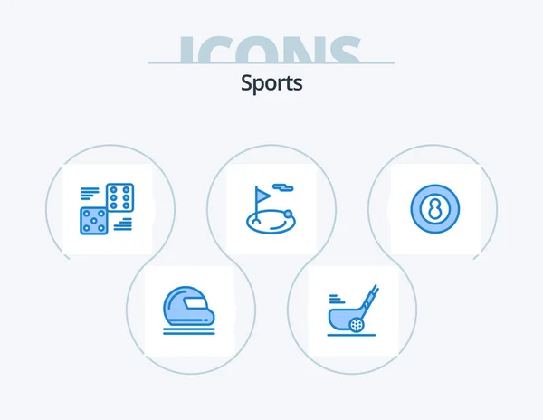 Sports Blue Icon Pack Icon Design Hole Flag Short Five — Vettoriale Stock