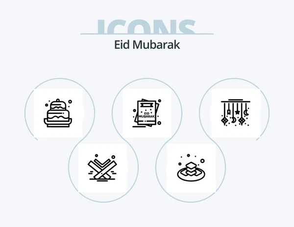 Eid Mubarak Line Icon Pack Icon Design Hand Eid Shopping — ストックベクタ