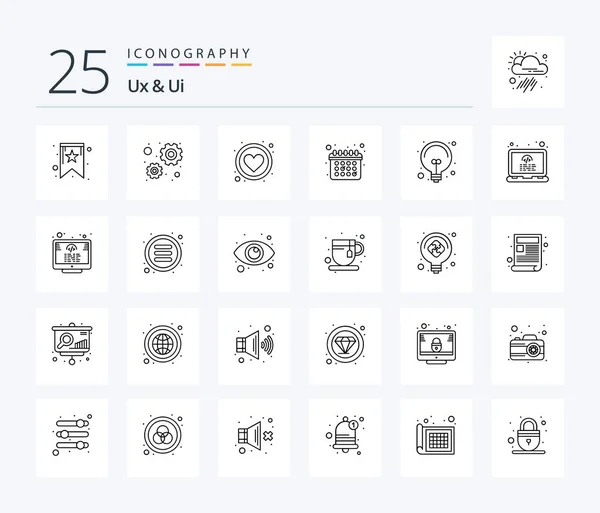 Line Icon Pack Including Coding Light Heart Idea Schedule — Stock vektor