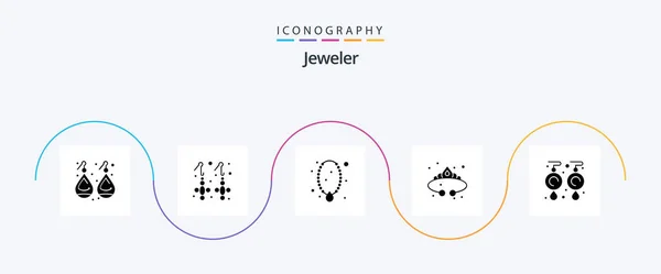 Jewellery Glyph Icon Pack Including Luxury Jewelry Jewelry Fashion Pendant — Archivo Imágenes Vectoriales