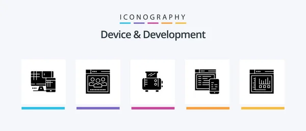 Device Development Glyph Icon Pack Including Web Browser Toast Mobile — стоковый вектор
