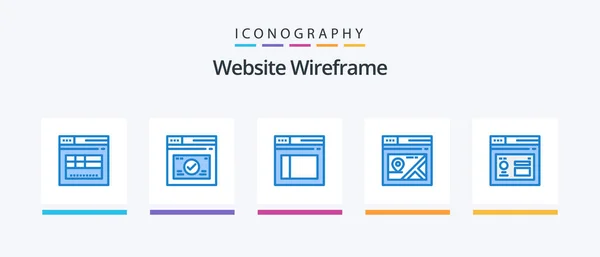 Website Wireframe Blue Icon Pack Including Browser Creative Icons Design — Stockvector