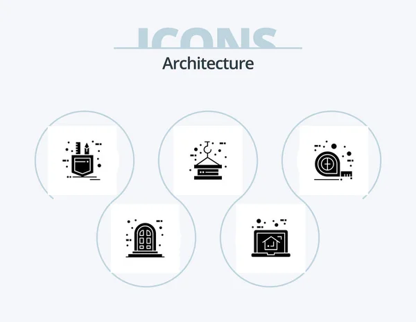 Architecture Glyph Icon Pack Icon Design Measuring Rope Patch Lifting — Stockvektor