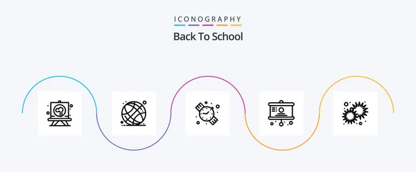 Back School Line Icon Pack Including Morning Sun Back School — 图库矢量图片