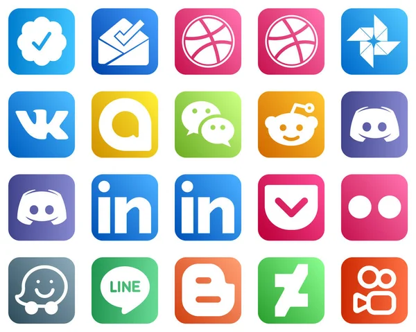 Social Media Icons Your Business Yahoo Pocket Reddit Professional Icons — Stock Vector