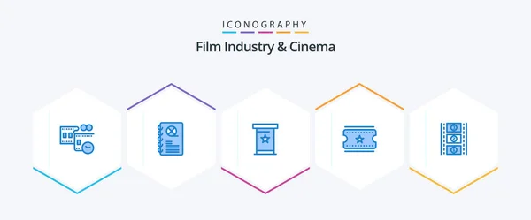 Cenima Blue Icon Pack Including Movie Reel Film Reel Conference — Wektor stockowy