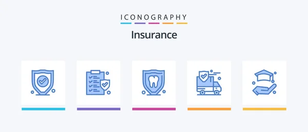 Insurance Blue Icon Pack Including Insurance Security Education Security Creative — Archivo Imágenes Vectoriales