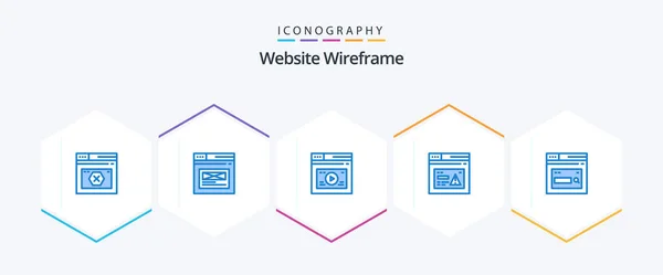 Website Wireframe Blue Icon Pack Including Web Internet Website Media — Image vectorielle