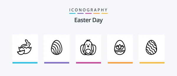 Easter Line Icon Pack Including Easter Easter Lamb Robbit Chicken — Stockvektor