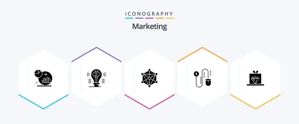 Marketing Glyph Icon Pack Including Marketing Marketing Imagination Dollar Machine — Image vectorielle