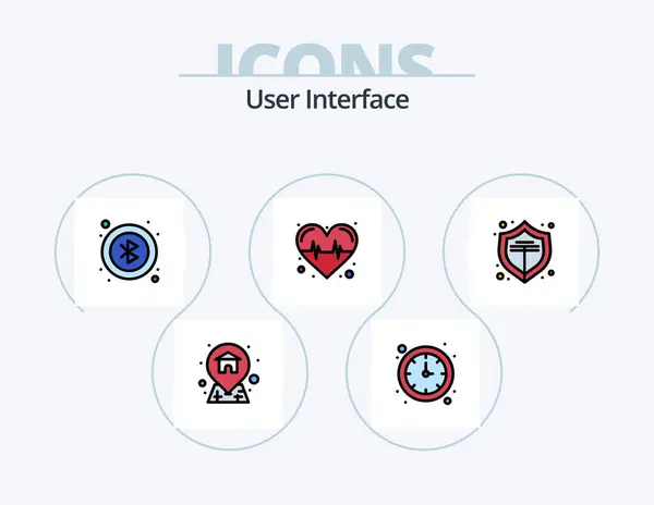 User Interface Line Filled Icon Pack Icon Design Location Interface — 图库矢量图片