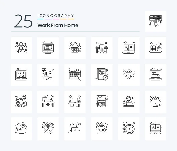 Work Home Line Icon Pack Including Workstation Monitor Web Chair — Vetor de Stock