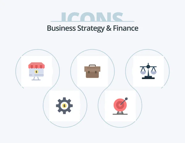 Business Strategy Finance Flat Icon Pack Icon Design Business Bag — Vector de stock