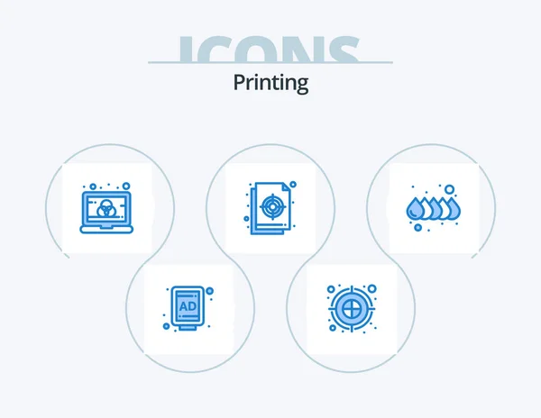 Printing Blue Icon Pack Icon Design Drop File Computer Target — ストックベクタ