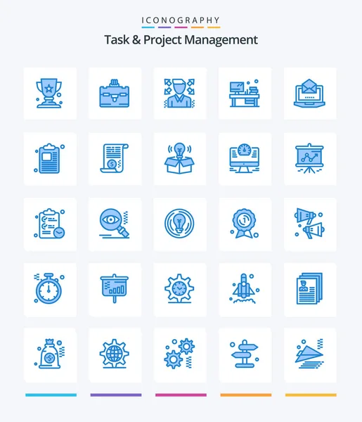 Creative Task Project Management Blue Icon Pack Business Mail Profile — Archivo Imágenes Vectoriales