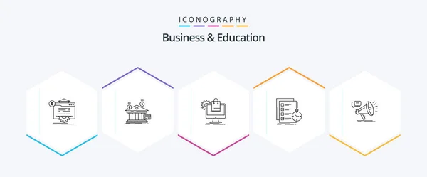 Business Education Line Icon Pack Including List Todo Financial Cart — Stock vektor
