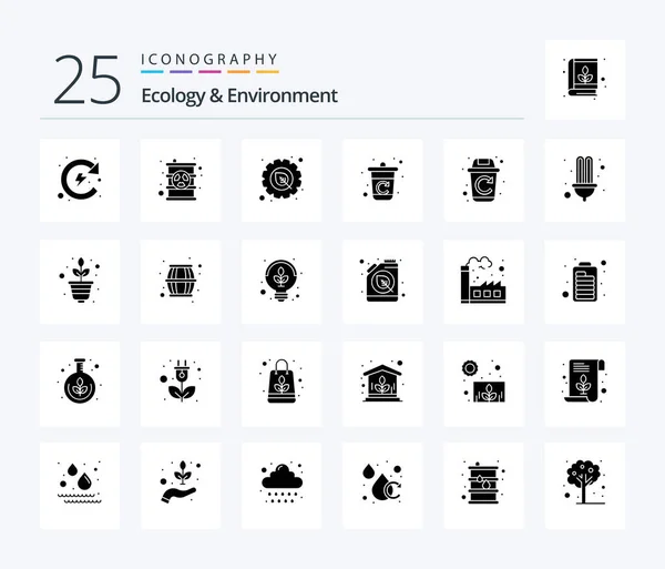 Ecology Environment Solid Glyph Icon Pack Including Energy Trash Environment — Stockový vektor