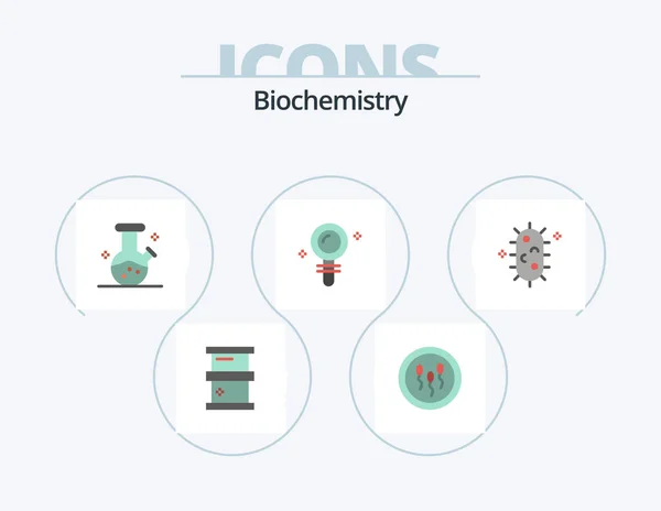 Bioquímica Flat Icon Pack Icon Design Bioquímica Bioquímica Processo Encontrar — Vetor de Stock