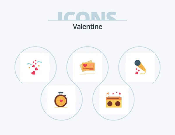Valentine Flat Icon Pack Icon Design Love Love Radio Day — Stock Vector