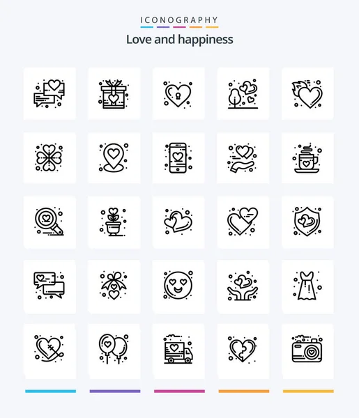 Creative Love Outline Icon Pack Hot Flame Love Fire Park — 图库矢量图片